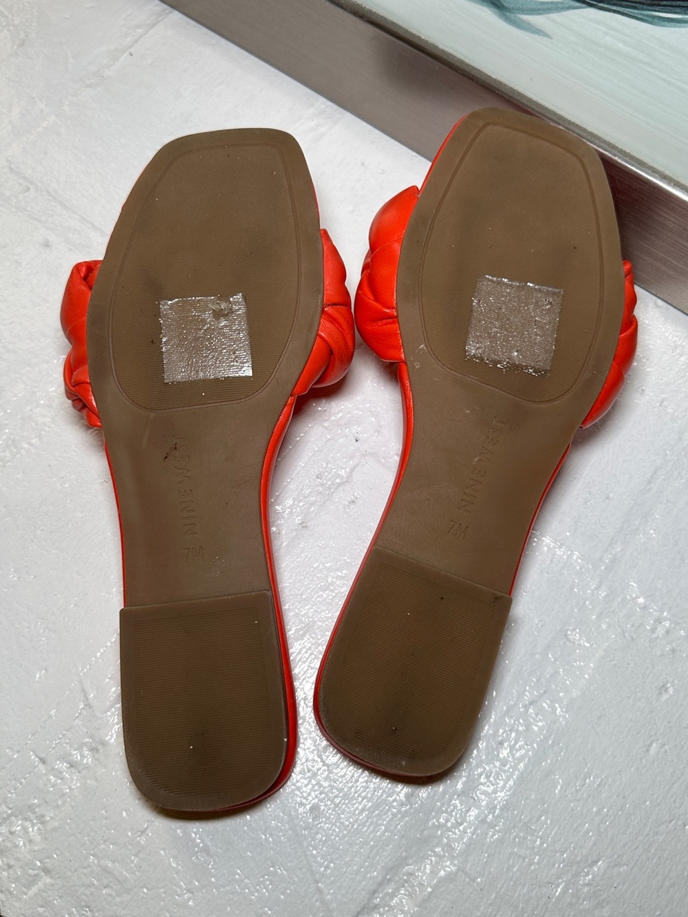 Nine West Orange Braided Slide Mules with Square Toe - Picture 5 of 5
